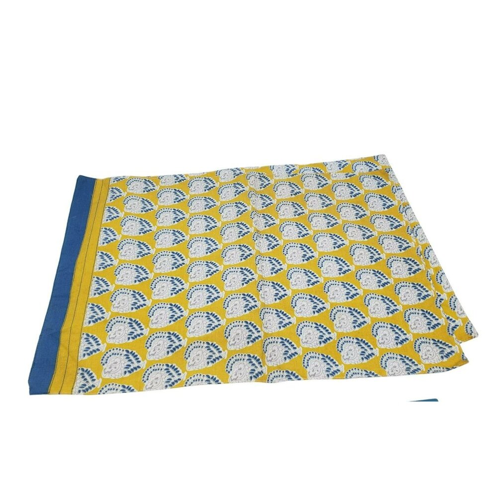 2 Pier 1 Imports Cotton Blend Place Mats 18.75"x13" Yellow & Blue Floral Print